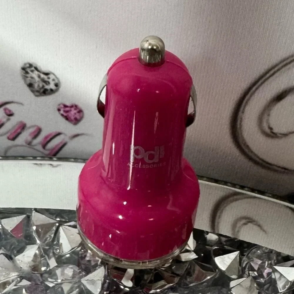 PDI car charging port dual usb Pink cute Car Charger